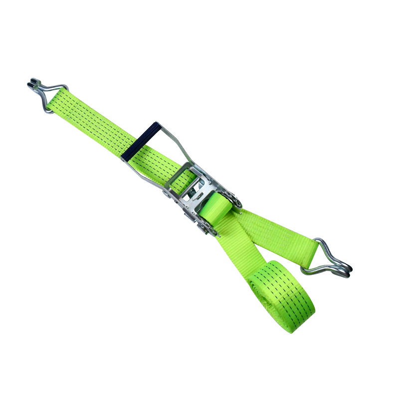 Correa de trinquete verde de 50 mm y 5000 kg con ganchos de garra